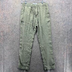 Frescobol Carioca Pants Men 28 Green Linen Drawstring Oscar Trousers Cashmere